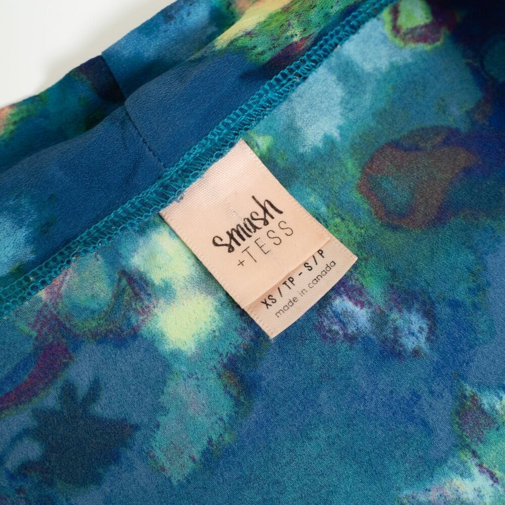 Smash + Tess Kimono Robe Crepe Kimonette Duster Blue Print Floral - Picture 5 of 16